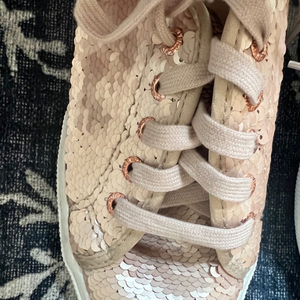 Superga Womens Textured Sequin Round Toe Lace Up Low Top Sneakers Pink - Picture 2 of 11